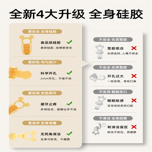 Pigeon Color Baby Fruit Food Supplement, Baby Bite Teething Gel, Full Silicone Eating Juice Artifact Pacifier, Fruit and Vegetable Bite, Bear Bite S+L Size Bite Belt Combination Pack+Protection 0 Pack