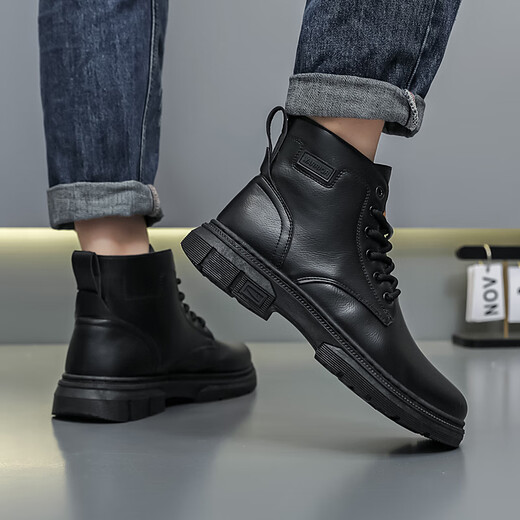 Warrior Martin boots mid-high top casual shoes trendy men's boots versatile men's shoes WXP (WZ)-2140 Black 43