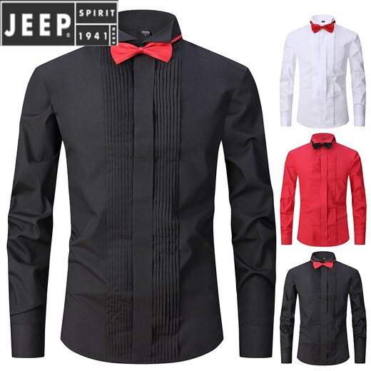 JEEP SPIRIT大合唱礼服衬衫男燕尾领司仪伴郎法式新郎结婚演出服白衬衣男大码 礼服白色5501 5XL(185/112A)