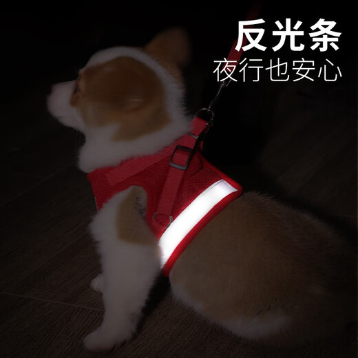 KimPets Dog Leash Reflective Vest Harness Dog Leash Small Dog Teddy Supplies Blue (With Leash) XL-Extra Large (Suitable for 15-20 Jin Jin equal to 0.5 kg pets)