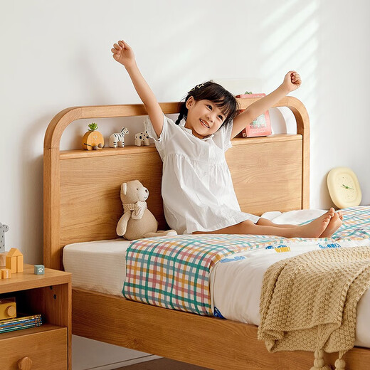 
Lin's Home Nordic Simple Children's Bedroom Small Apartment Solid Wood Foot Single Bed Boy Children's KN4A Children's Bed 1050mm*2000mm
