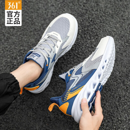 361 Degree Men's Shoes Sports Shoes Men's Running Shoes Spring and Summer Non-Slip Wear-Resistant Men's Casual Outdoor Travel Shoes for Men-2 Space Gray/Industrial Blue 42