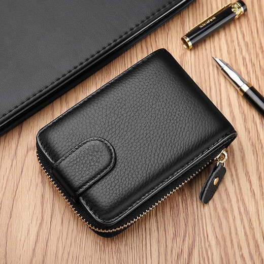 FXS card holder, men's genuine leather driver's license holster, multi-card slots, anti-degaussing cowhide ID holder, female card holder, driving license 2-in-1, black card holder, driver's license 2-in-1