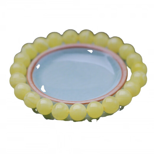 Longyin Beeswax Bracelet Amber Bracelet Women's zodiac year men's white flower element round beads play single circle birthday gift MZ about 8mm