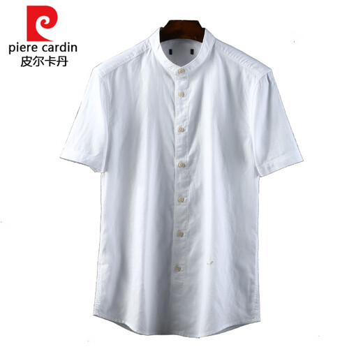Pierre Cardin knitted high-count mercerized linen fabric cut-label Henry collar cotton and linen short-sleeved shirt for men's summer thin and breathable B3-0241 blue 38 90Jin Jin equals 0.5kg -110Jin Jin equals 0.5kg