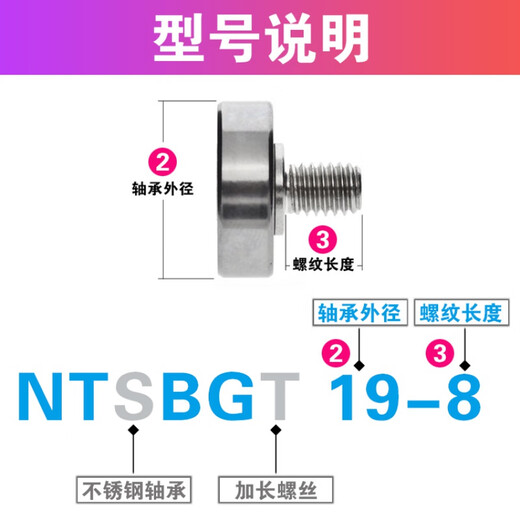 NTBG external thread bearing NTBGT M10 M8 M6 M5 M4 screw screw bearing pulley NTSBG guide wheel yellow NTBGT 37-20