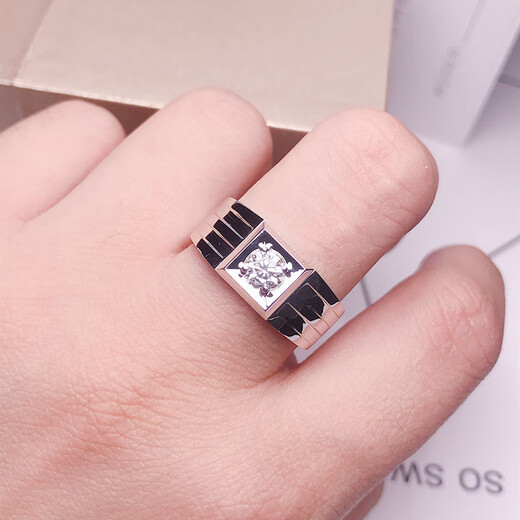 Jiajian Jewelry 18K Gold Wedding Men's Diamond Rings for Men Customized Loose Diamond Rings Platinum Diamond Rings for Men PT950 Platinum SI/FG 10 Points Diamond 7 Grams of Gold