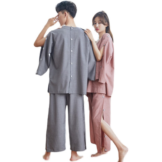 CARLOS KAYLA艾灸服前后开扣理疗服 前后开扣理疗服艾灸衣服开衫系扣开背刮痧 咖啡色826男款 XL