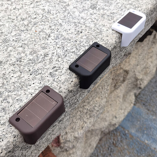 Solar outdoor garden light for home garden layout waterproof stair step light fence railing decorative light black shell model/warm light 4 pcs