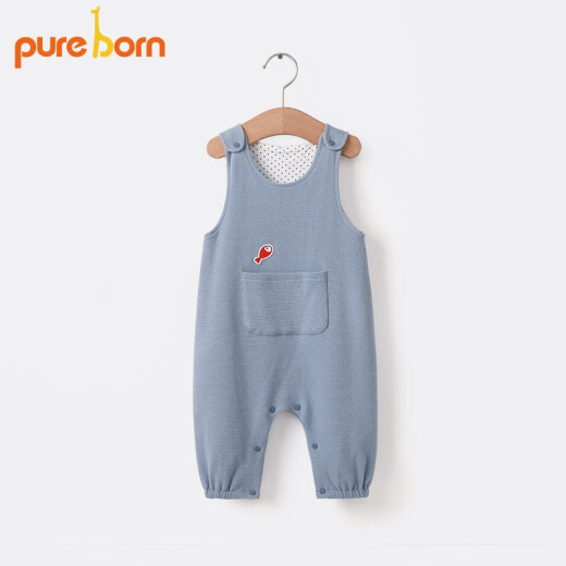 pureborn children's cool overalls for boys and girls casual fashion versatile sports pants baby pants autumn light gray blue 90cm 1-2 years old