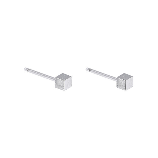 Warme Farben S925 Silver Needle Earrings for Women Brushed Three-dimensional Cubes Simple Sleeping No Need to Pick Up Ear Holes Personalized Men's and Women's Earrings A Pair of Square Earrings