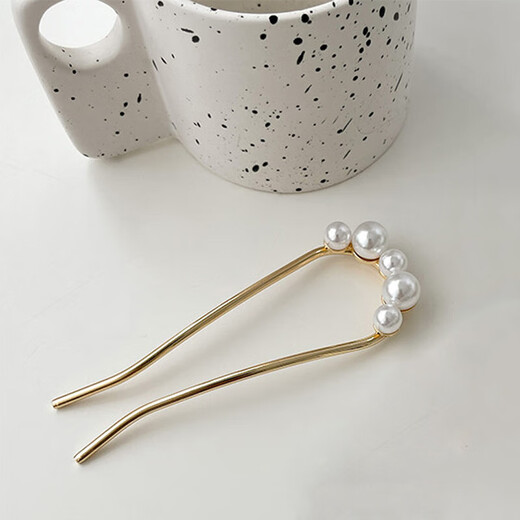 向晚发簪U型珍珠发簪女简约簪子丸子头盘发神器发卡簪子女高级感发钗