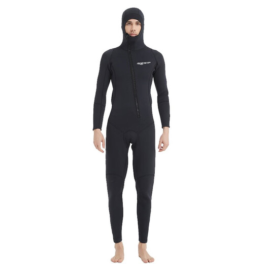 Ride ship 3MM one-piece diving suit full set long-sleeved men's deep diving swimsuit cold-proof and warm surfing diving equipment winter swimsuit black 2XL