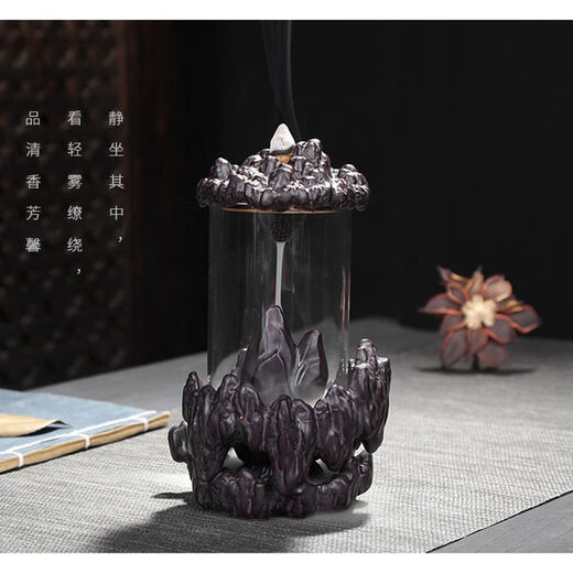 American and foreign new Chinese Zen backflow incense burner, glass cover, windproof, indoor household ornaments, sandalwood, agarwood, smoke, lotus base - praying to the great sage 60 pieces mixed floral fragrance R