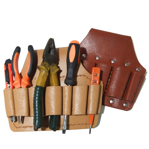 Yichen customized cowhide electrician tool bag waist bag small hardware belt pliers set thickened wear-resistant five-link tool leather set wrench multi-rivet head layer cowhide 5-link