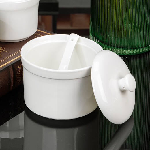Guoyue Jingdezhen bone china pure white stew pot, underglaze color ceramic steamed egg bowl with lid, household bird's nest supplement thermal insulation stew pot, 1 pure white 5-inch stew pot