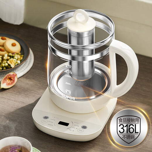 SUPOR 1.5L health pot hot water kettle tea maker electric kettle constant temperature electric kettle 316L stainless steel thermal insulation flower tea kettle kettle with filter SW-15YJ36