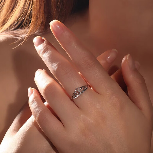 Pt.Charm Goddess Gift PT950 Platinum Ring Women's Exquisite Fashion Crown Ring for Girlfriend and Lover Proposal Ring in Stock 2.6-2.7 Grams