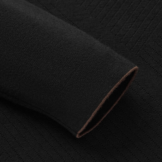 Qipai round neck sweater men's winter jacquard texture comfortable and warm men's casual all-match sweater black S (165)