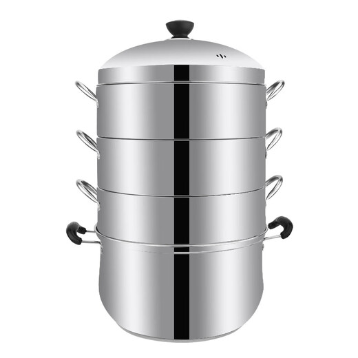 Chenni non-porous steamer, multi-layer steamer, thickened stainless steel, household original rice steamer without odor, energy-saving three-layer steamer (one pot, one lid, three steamers), thickened version 30cm (suitable for 3~5 people)