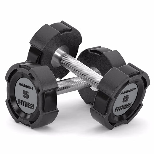 Ames pure steel dumbbell fixed gym commercial rubberized dumbbell men's home arm training 5KG/10kg pair gym professional model 15KG single