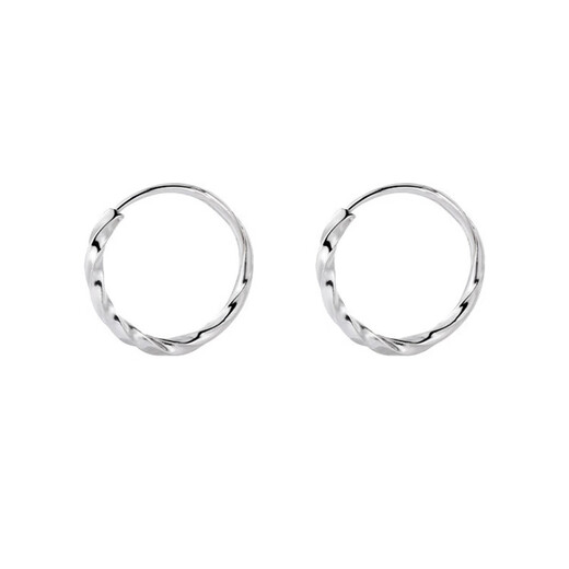 S999 sterling silver ear piercing, white earrings, plain hoop earrings, hoop earrings, no need to take off small earrings when sleeping, glossy style 7mm, one pair