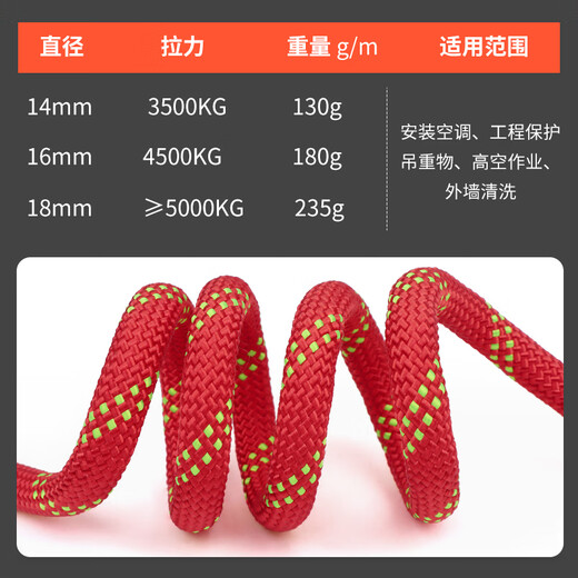 Gorm safety rope high-altitude work rope insurance rope mountaineering rescue belt hook rope 16mm15m RL191