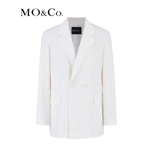 MO&Co. Back bow ribbon wide single button suit white black jacket top women Moanke original white S 160
