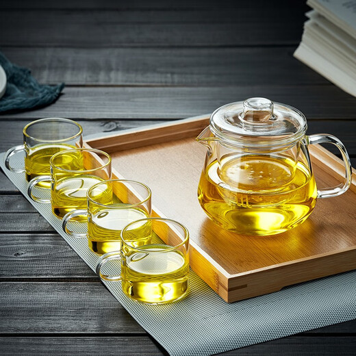 Xuanshitang ready stock thickened glass teapot small glass heat-resistant high temperature teapot water separation tea set 550ml only single pot sold no small cup 550ml