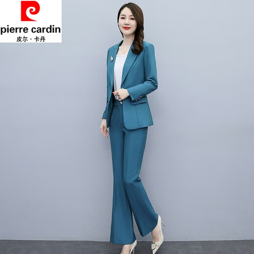 Pierre Cardin (pierre cardin) business suit women's spring and autumn new French suit fashionable discreet two-piece suit flared pants slimming purple (two-piece set) L