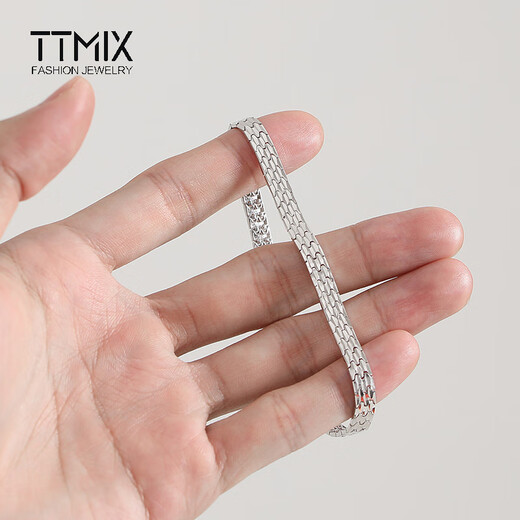 TTMIX Men's Generous Platinum Bracelet Fashionable Temperament pt950 Platinum Snake Pattern Bracelet 15.5-15.7g 17cm Width 5.4mm