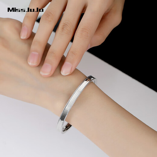 Miss JuJu platinum bracelet for women pt950 platinum dragon scale bracelet semi-solid bracelet sparkling fashion jewelry inner diameter 56mm weight 15.33 grams width about 4mm