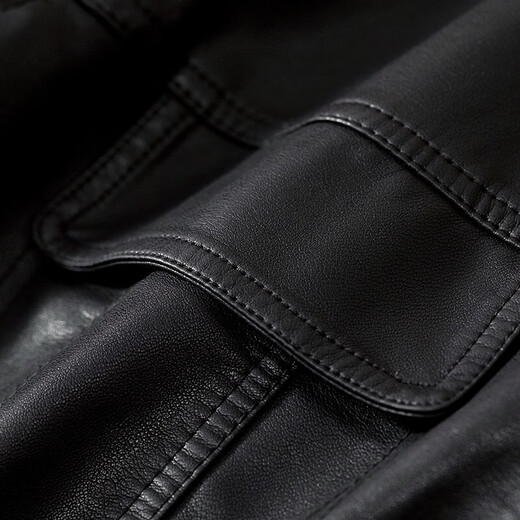 Shandubila is capable and handsome, classic versatile lapel pocket design motorcycle jacket women's leather jacket black S