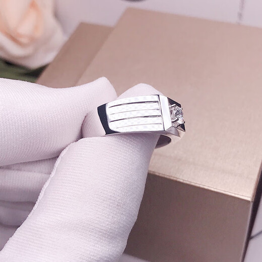 Jiajian Jewelry 18K Gold Wedding Men's Diamond Rings for Men Customized Loose Diamond Rings Platinum Diamond Rings for Men PT950 Platinum SI/FG 10 Points Diamond 7 Grams of Gold