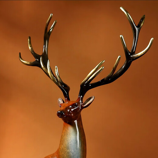 Copper Zhixiang Copper Ornaments <Yilu Gaosheng> Fushou Youlu Living Room Desk Chinese Art Creative Home Decoration Gift Brown Small Size 20cm Length 7cm Width 32cm Height