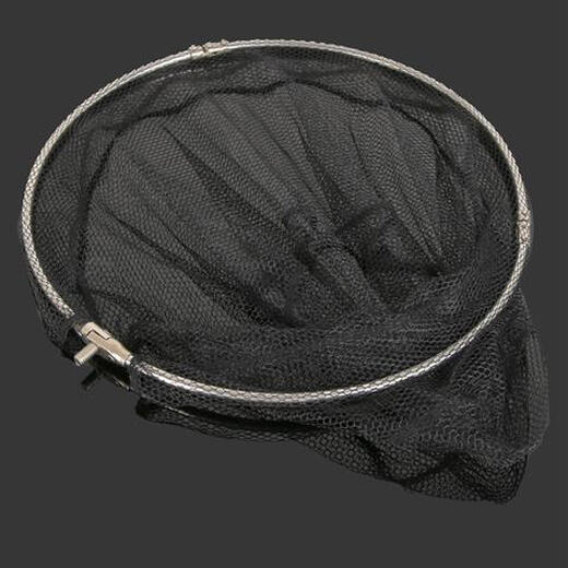 Double line folding stainless steel net head, fishing net head, folding fish net bag, fishing gear net, fishing net accessories, black dense eye 40cm, foldable net head