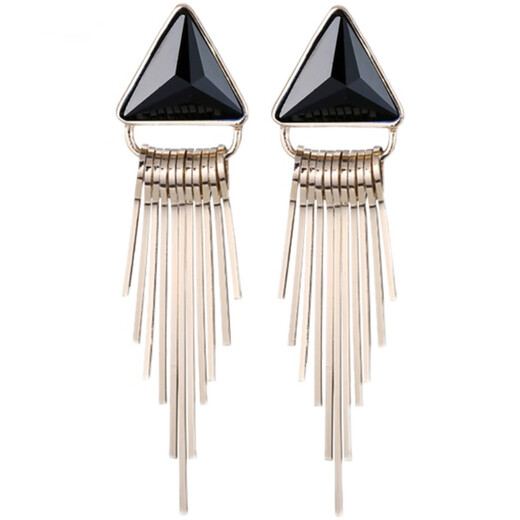 Danbi tassel earrings, long earrings for women, new trendy and stylish gift, simple and elegant, small earrings, birthday gift, modern tassel earrings (black)
