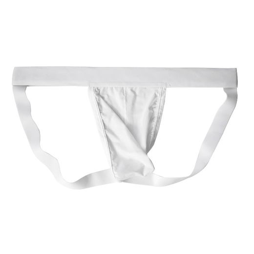 Iosn men's ice silk double thong sexy transparent thong underwear revealing buttocks and empty briefs fat bear plus fat plus size white L recommended 70-85 kg