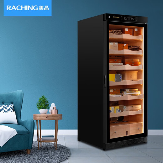 Meijing (raching) C330A solid wood constant temperature and humidity cigar cabinet humidifier compressor precision constant temperature and humidity cigar humidifier humidor household starry sky black (Spanish cedar wood shelf)