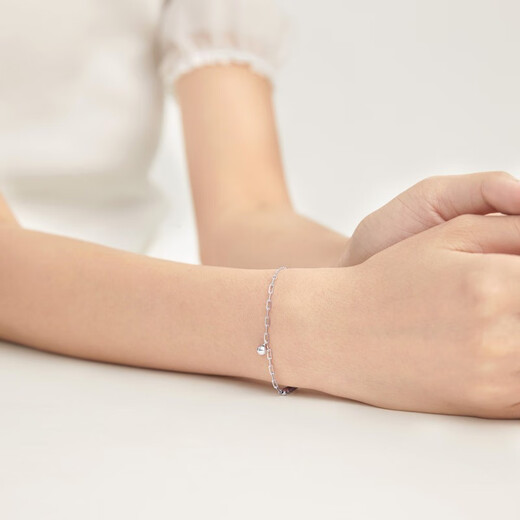 Chow Sang Sang Pt950 platinum round bead cross chain bracelet for women 92020B pricing 19 cm