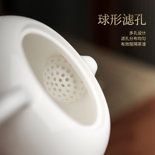 Tang Feng white porcelain Fengming teapot Kungfu teapot household mutton fat jade porcelain Xishi teapot for one person tea set ceramic single pot white porcelain Fengming teapot 220ml
