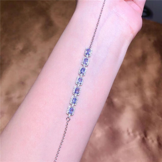 Feiyu Natural Tanzanite Silver Inlaid Bracelet Women's Mid-to-High-end Colorful Bracelet Jewelry A0624 Randomly Send a Nude