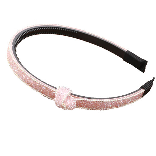 Rongxia Crystal Hairpin Children's Hairband Girls' Hair Accessories Headband with Teeth Anti-Slip Student Headwear Simple and Fresh Simple Knot-Korean Pink Crystal