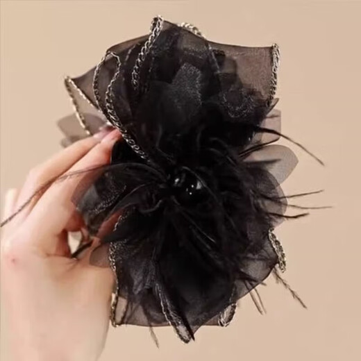 Xiangwan hair clip mesh flower feather clip women's hair extension hair clip high-end shark clip large hair clip hair accessories