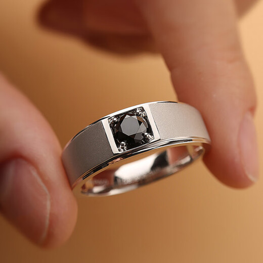 MZMZ Customized Platinum Men's Ring Yao Black Luxurious 950 Ring Black Diamond Birthday Anniversary Gift for Boyfriend Yao Black - Platinum 950 Main 20 Points Black Diamond