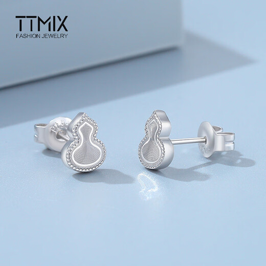 TTMIX New Chinese Style Women's Platinum Earrings pt950 Gourd Platinum Earrings Fashionable Temperament for Your Girlfriend 2.0-2.2g
