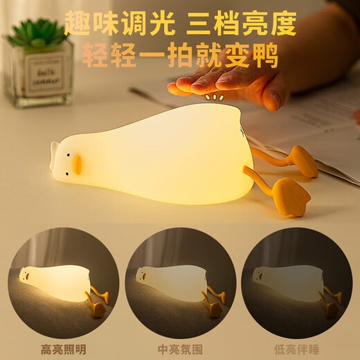 Zhaoyan Chinese Valentine's Day Gift Creative Gift Silicone Lamp Colorful Rabbit Night Light for Children's Classmates Birthday Gift Remote Control Version Lying Flat Duck Rechargeable Model