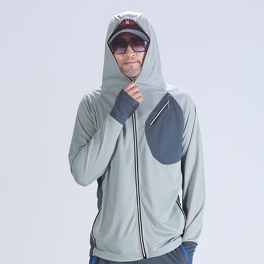 Qingshan Angler Summer New Sunscreen Ice Silk Fishing Clothing Men's Suit Fishing Suit Sea Fishing Road Asia Suit Customized Printing Light Gray Top - 3 Zipper Pockets S Weight 100 Jin Jin is equal to 0.5 kg - 125 Jin Jin is equal to 0.5 kg