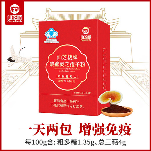 Xianzhilou Breaking Wall Ganoderma lucidum spore powder 15 bags * 1 box