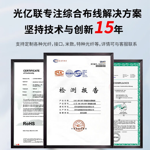光亿联16芯MPO/APC-2*8MPO/PC母头多模光纤跳线 400G模块一分二光纤跳线 OM4 国产接头+长飞光纤 10米